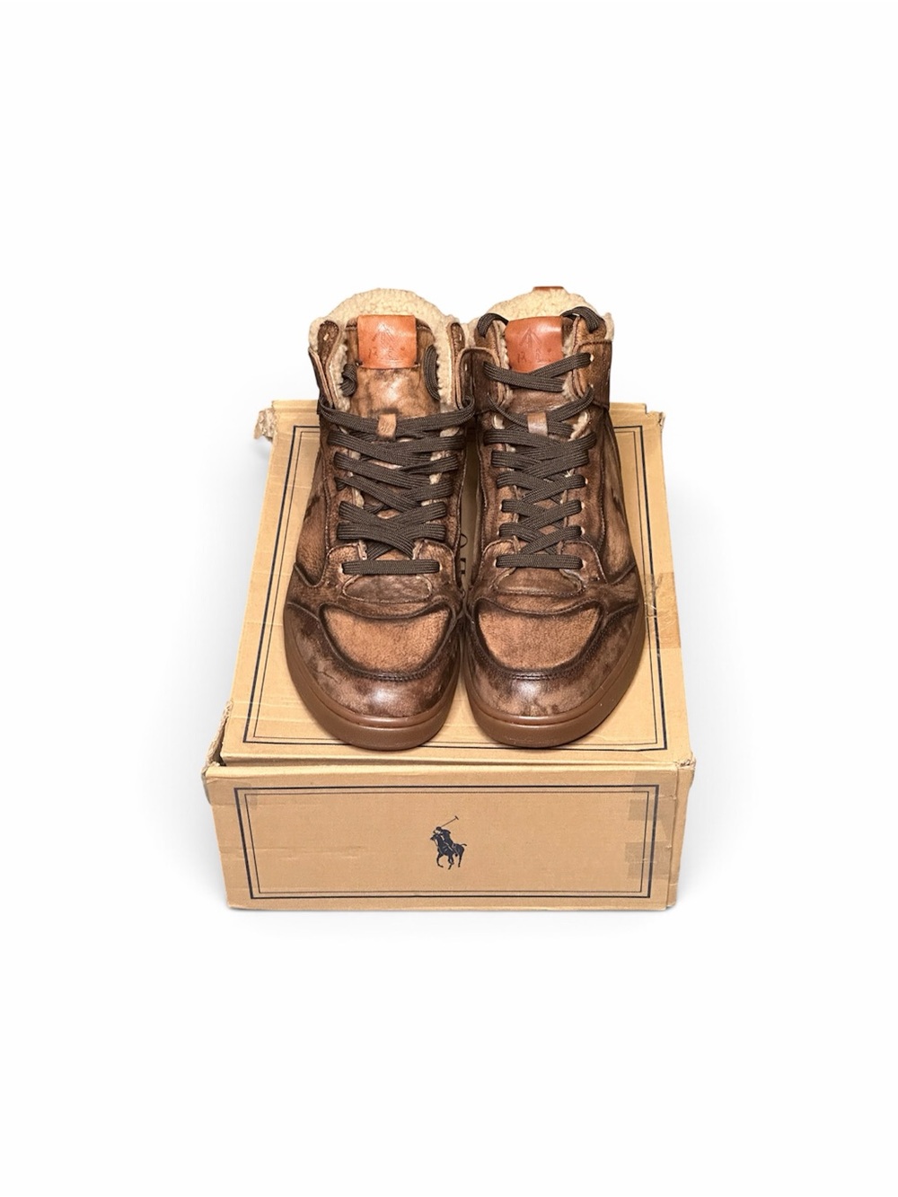 Polo by Ralph Lauren Brown Leather High-Top Sneakers